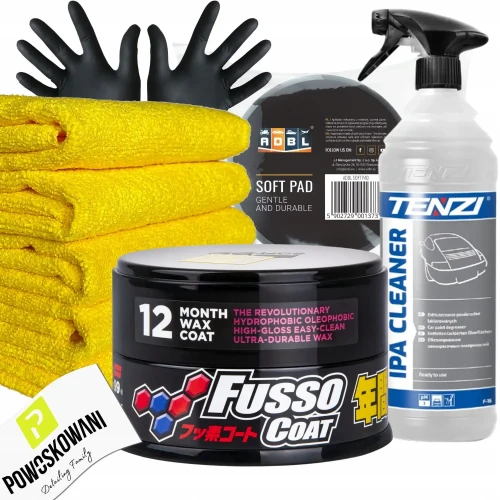 Soft99 Fusso Coat 12 Months Wax Dark Wosk samochodowy twardy IPA ZESTAW